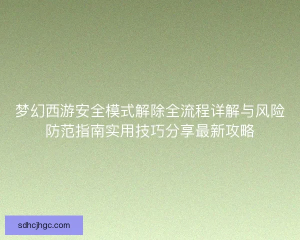 梦幻西游安全模式解除全流程详解与风险防范指南实用技巧分享最新攻略 梦幻西游安全模式解除全流程详解与风险防范指南实用技巧分享最新攻略