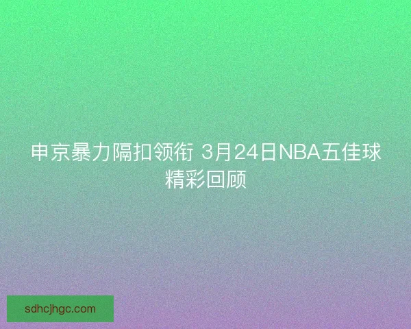 申京暴力隔扣领衔 3月24日NBA五佳球精彩回顾
