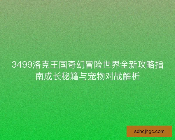 3499洛克王国奇幻冒险世界全新攻略指南成长秘籍与宠物对战解析