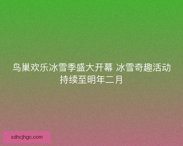 鸟巢欢乐冰雪季盛大开幕 冰雪奇趣活动持续至明年二月