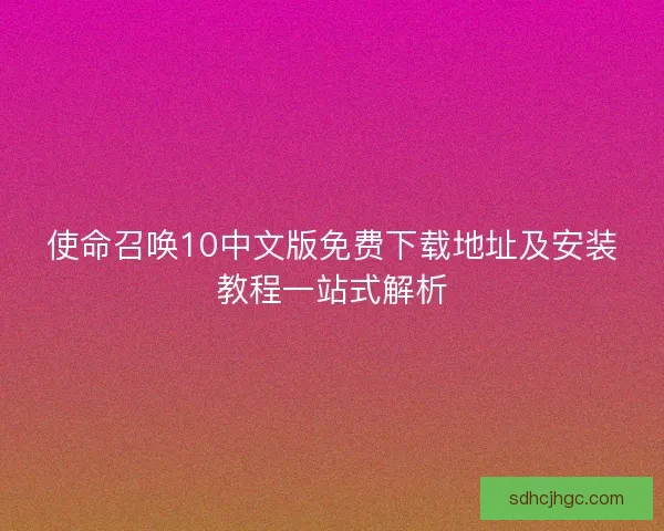 使命召唤10中文版免费下载地址及安装教程一站式解析 使命召唤10中文版免费下载地址及安装教程一站式解析